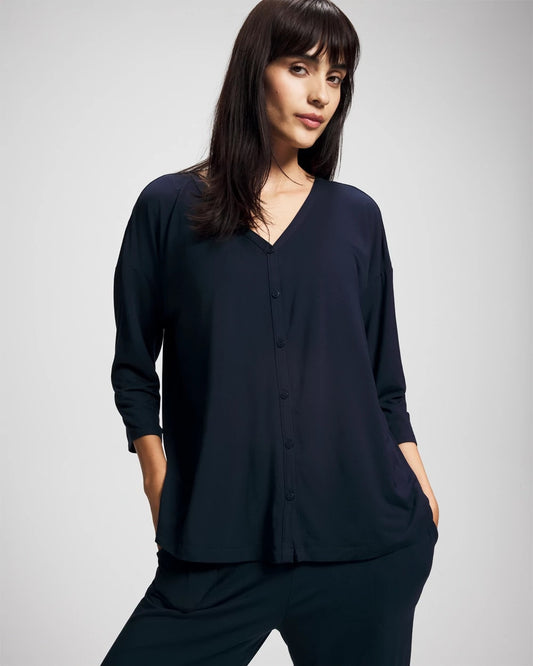 NIGHTFALL NAVY Button-Up Pajama Top