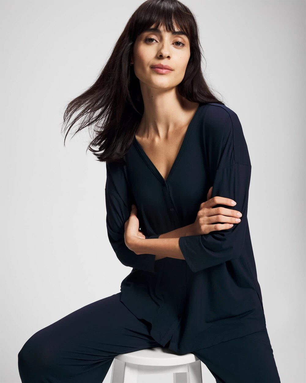 NIGHTFALL NAVY Button-Up Pajama Top