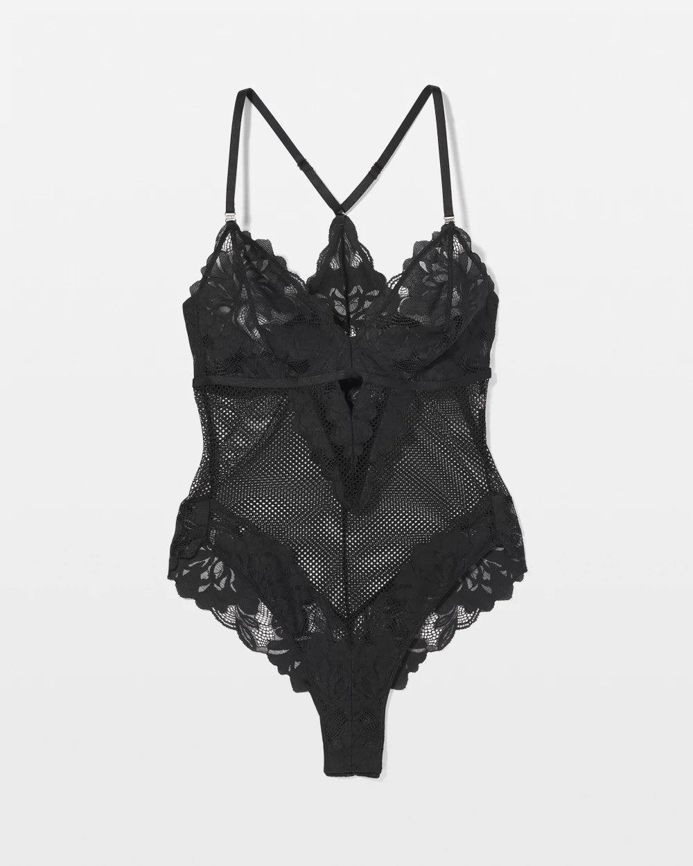 BLACK Bodysuit with Mesh and Lace