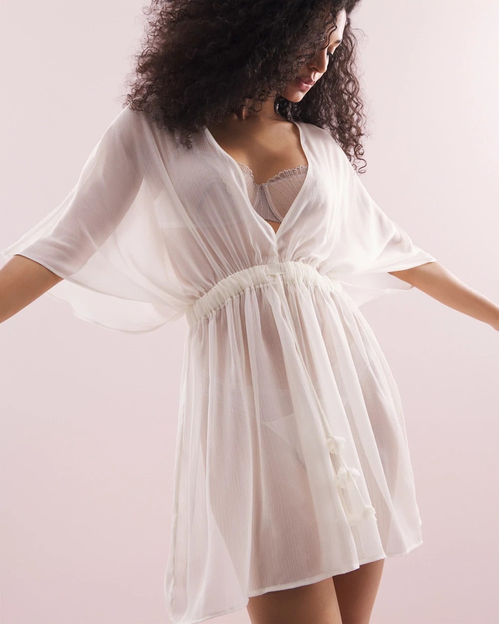 IVORY Soma's Sexiest Crinkle Chiffon Tie Robe
