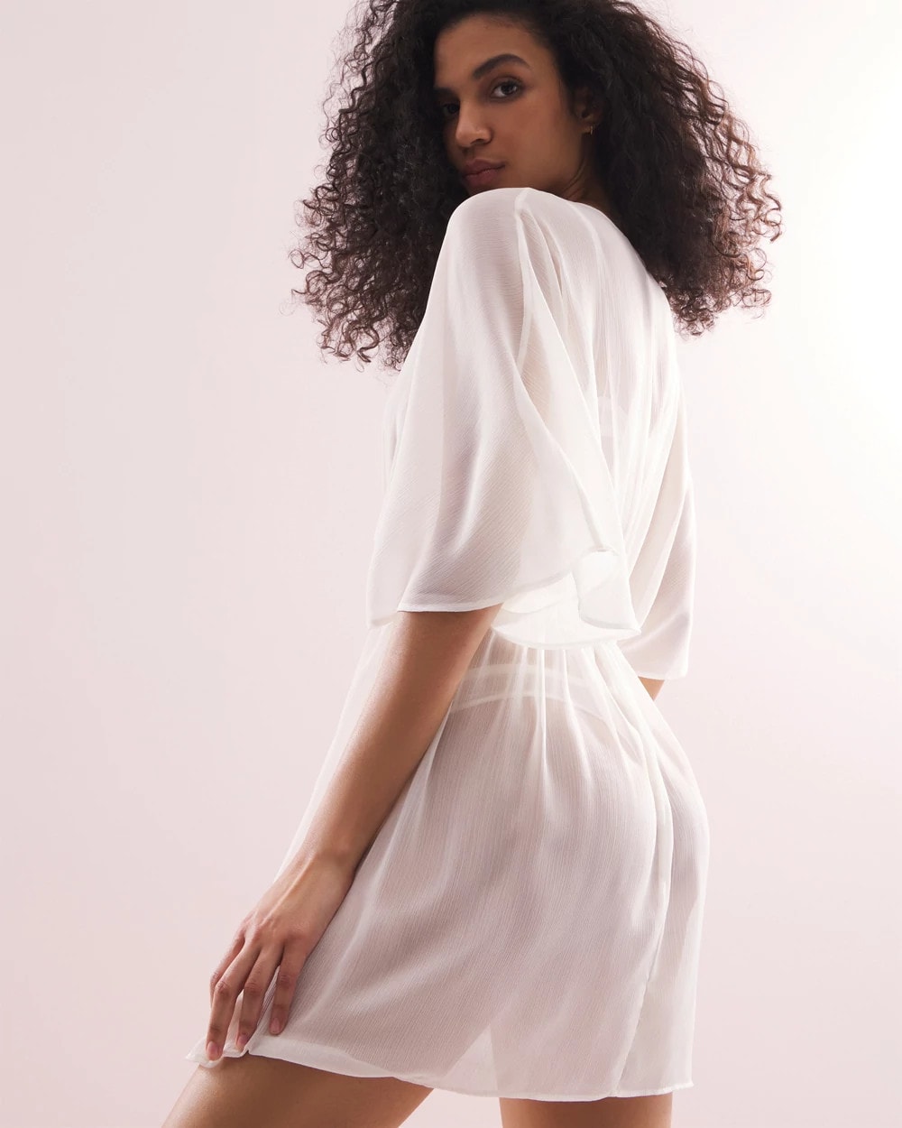 IVORY Soma's Sexiest Crinkle Chiffon Tie Robe