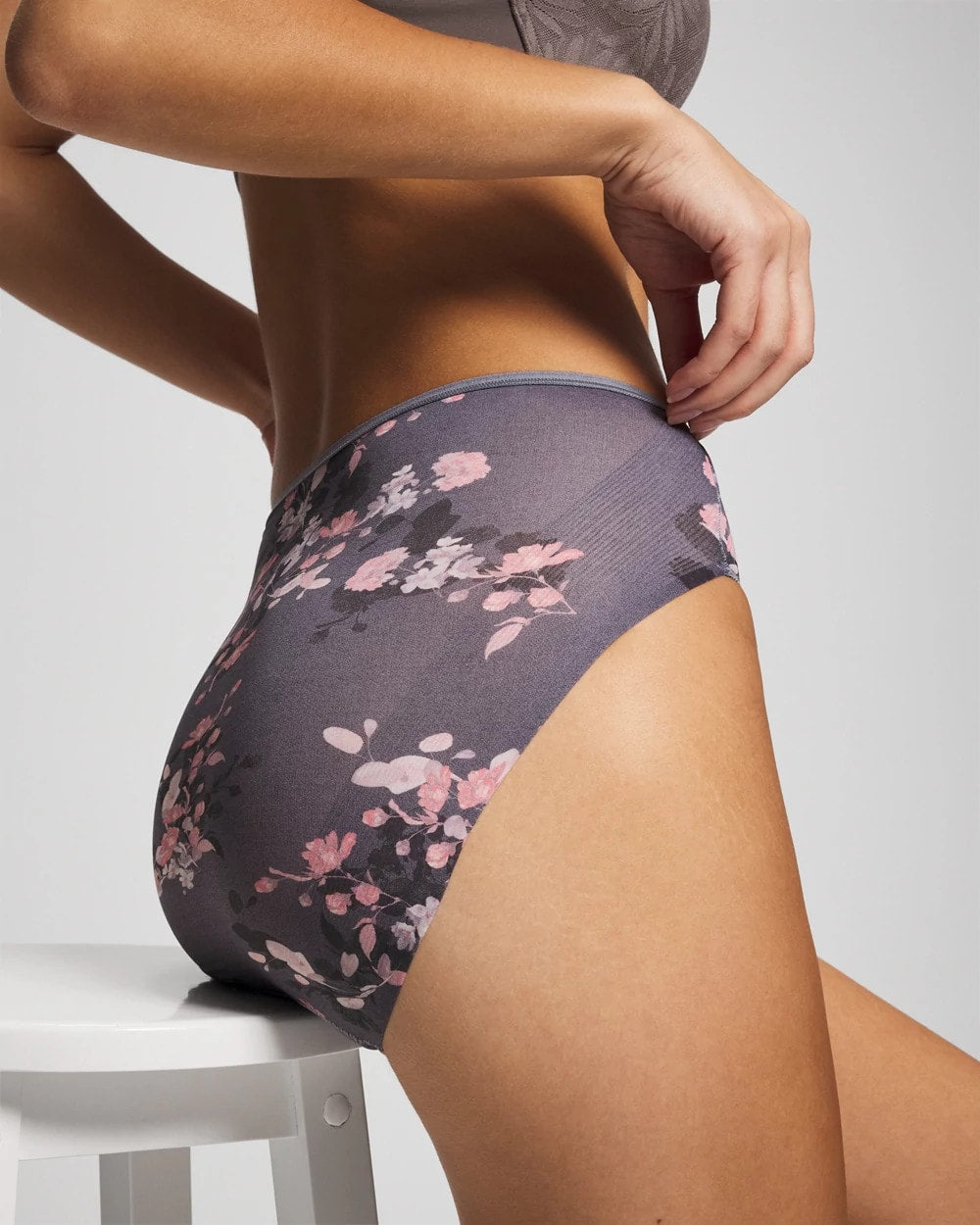 FLORAL DREAMS MINI GRAY Edge High-Leg Panty