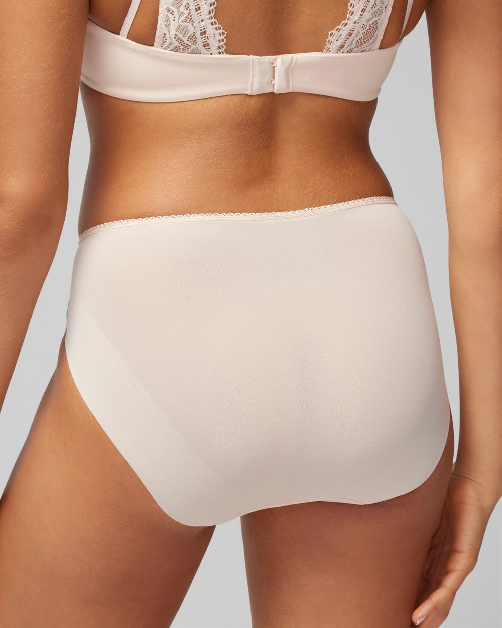 PALE SAND High-Leg Panty with Lace