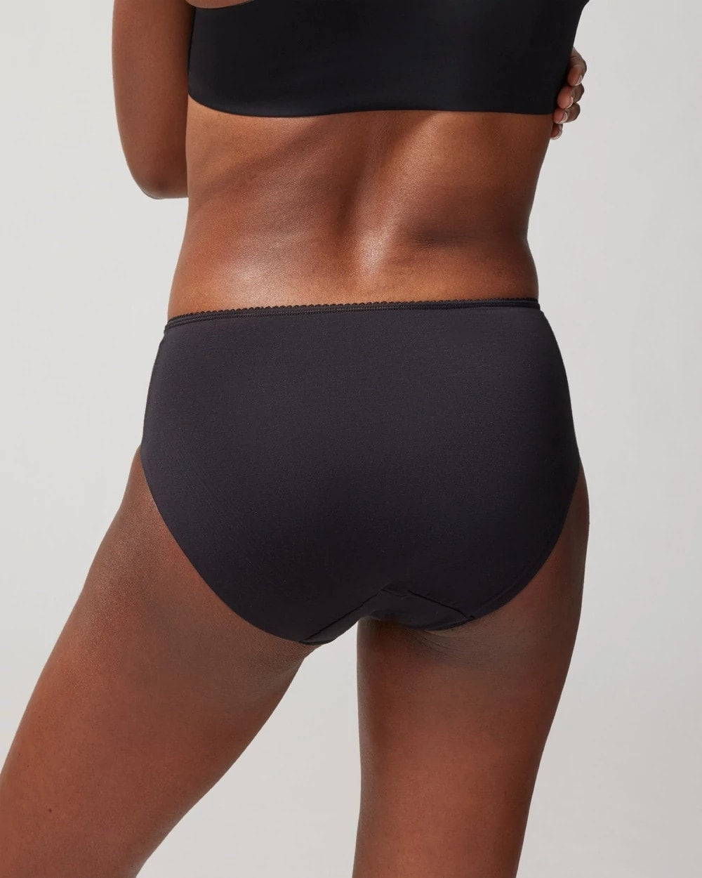 BLACK Cotton Blend High-Leg Panty with Lace