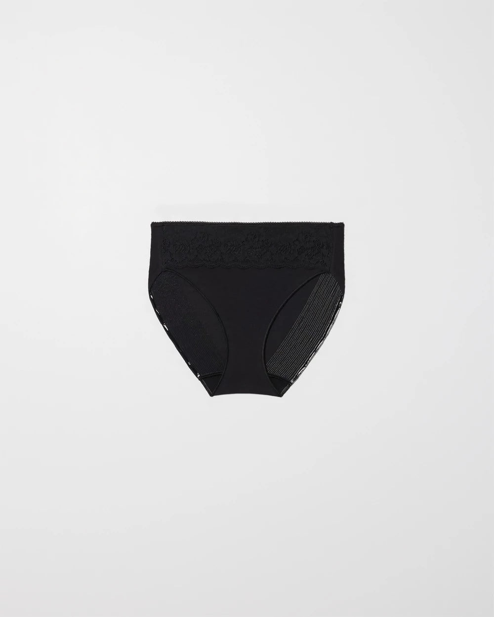 BLACK Cotton Blend High-Leg Panty with Lace