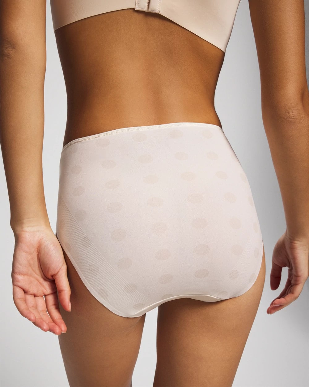 DRAMA DOTS CHAMPAGNE Tummy High-Leg Brief Panty with Lace