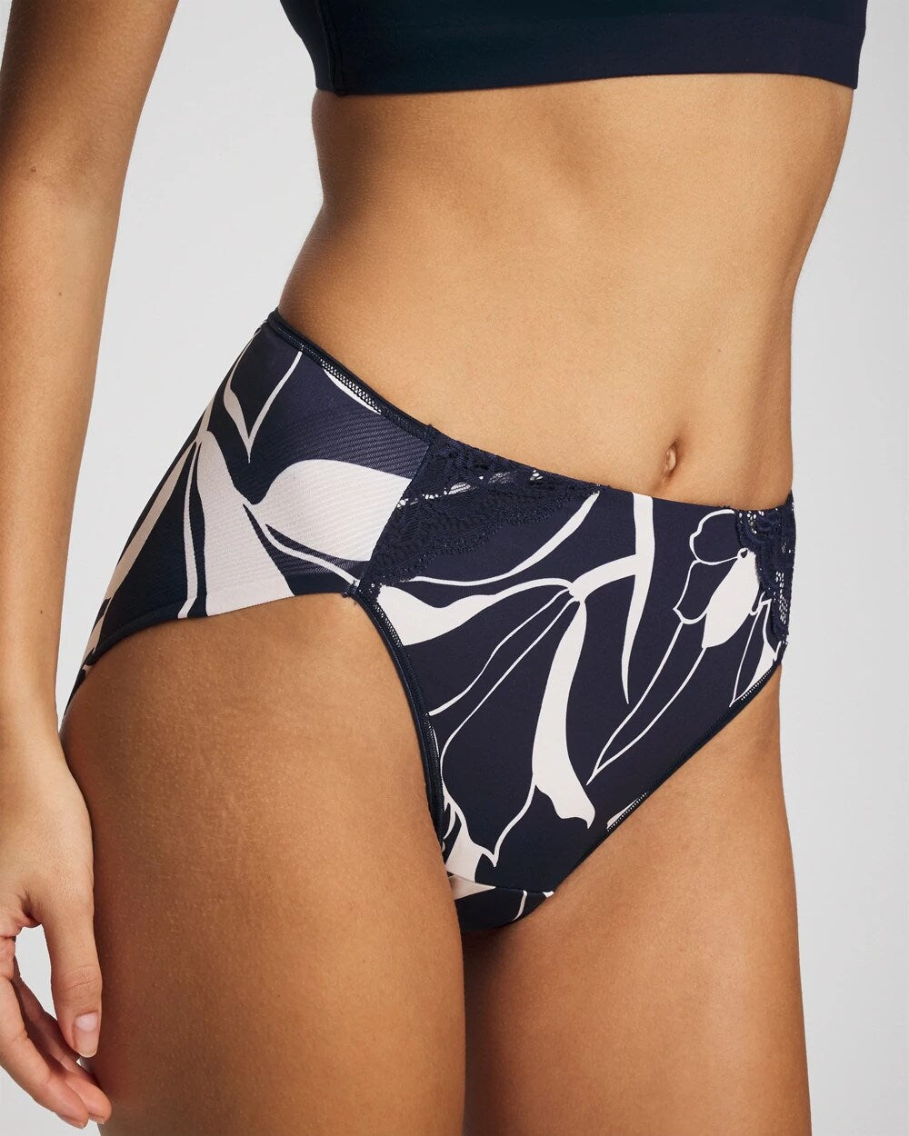 NOUVEAU FLORA MINI NAVY Tummy High-Leg Brief Panty with Lace