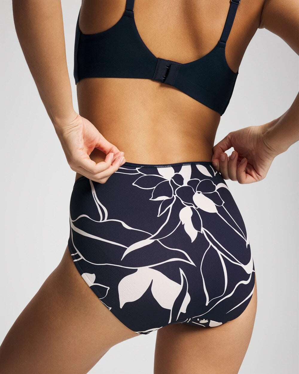 NOUVEAU FLORA MINI NAVY Tummy High-Leg Brief Panty with Lace