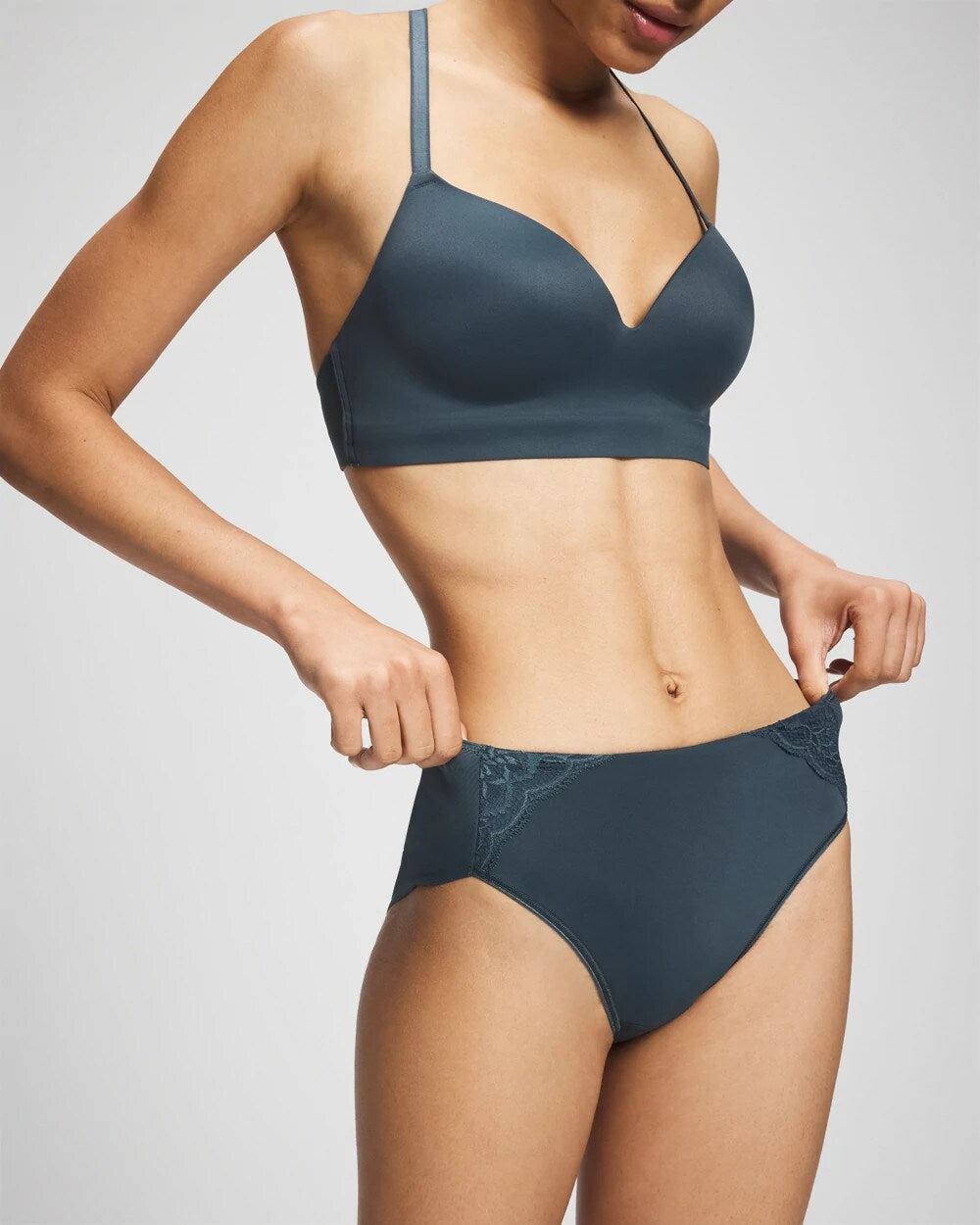PETROL Tummy High-Leg Brief Panty with Lace