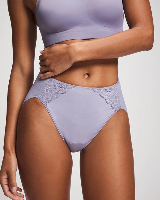 LAVENDER CLOUD Tummy High-Leg Brief Panty with Lace