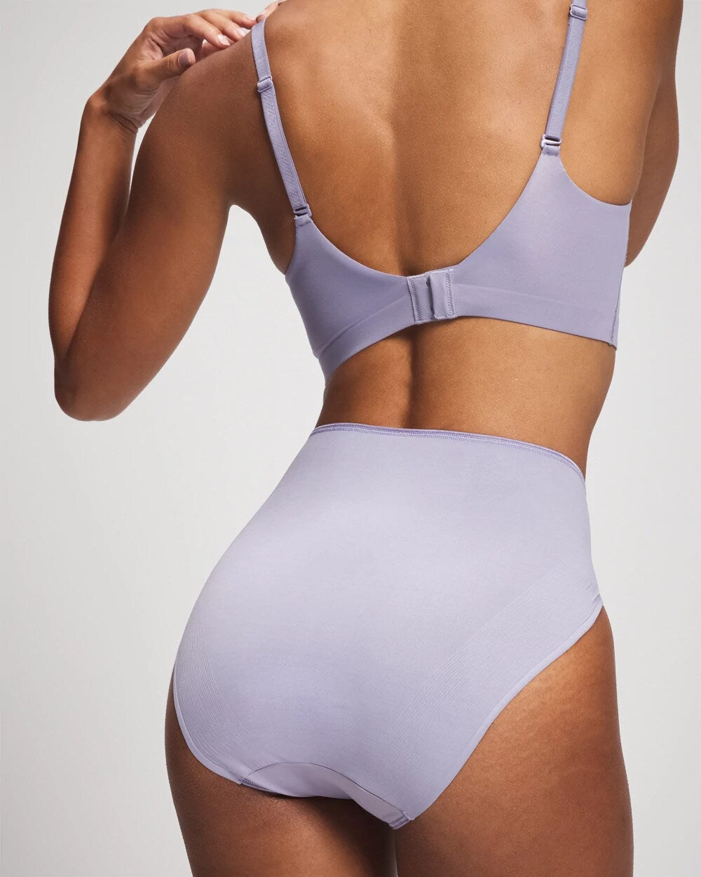 LAVENDER CLOUD Tummy High-Leg Brief Panty with Lace