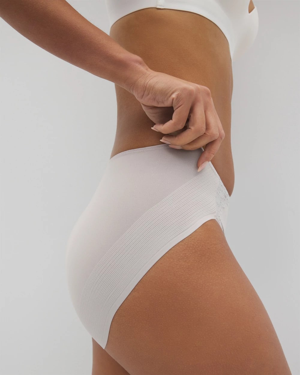 GRAY GLASS Tummy High-Leg Brief Panty with Lace