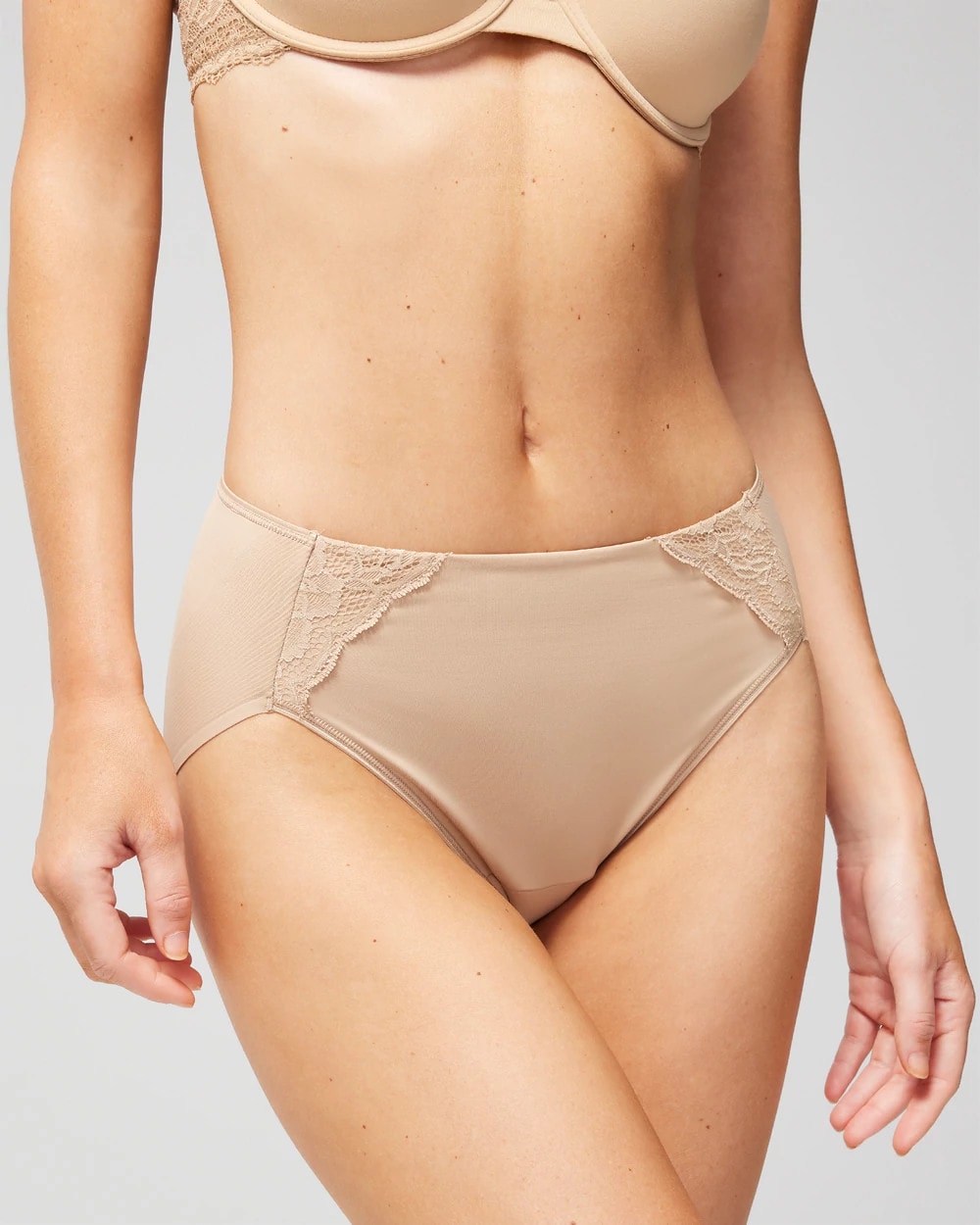 WARM AMBER High-Leg Brief Panty with Lace