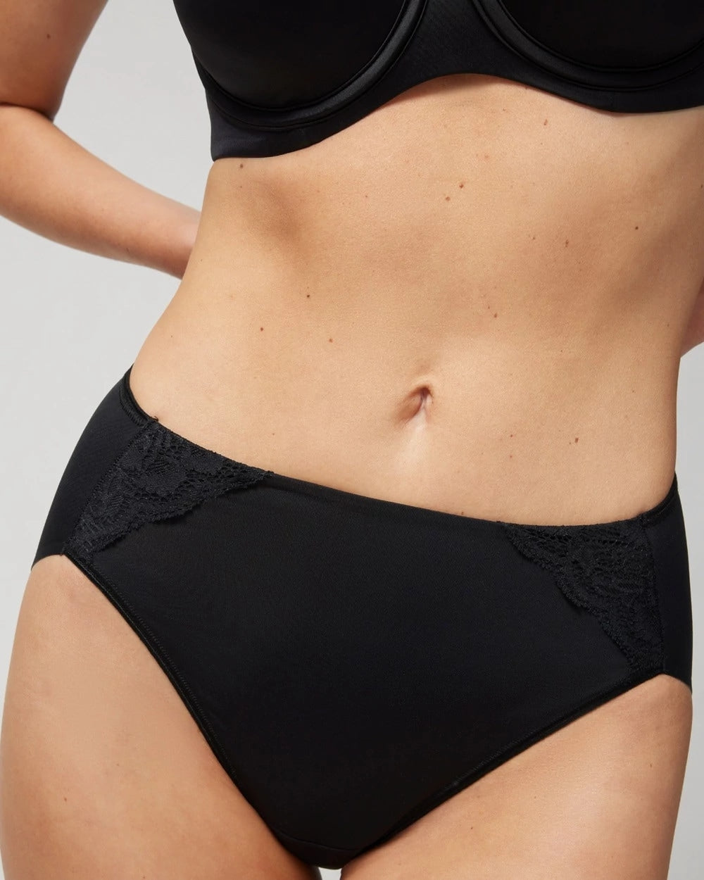 BLACK High-Leg Brief Panty with Lace