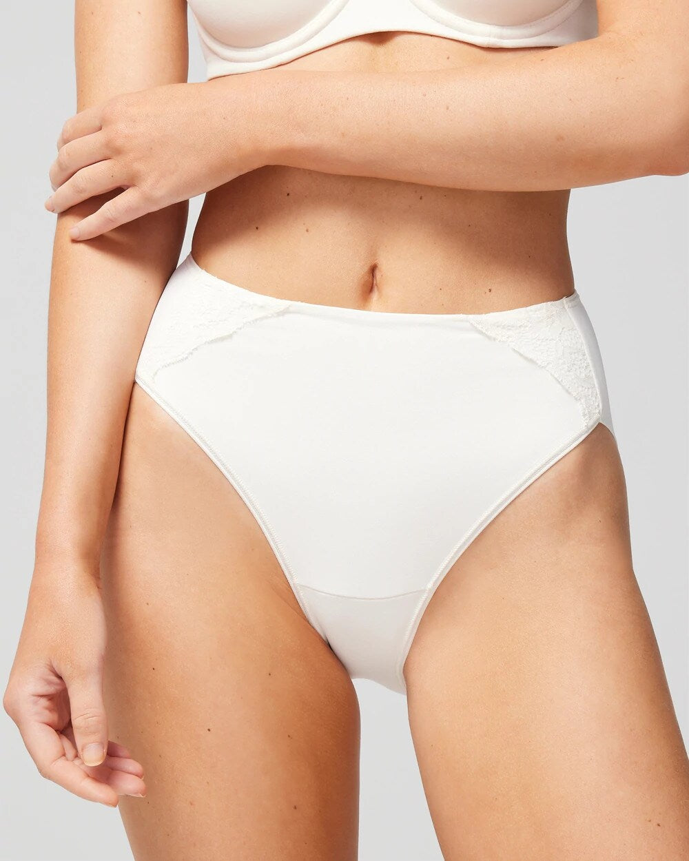 IVORY High-Leg Brief Panty with Lace