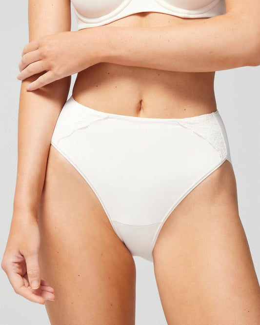IVORY High-Leg Brief Panty with Lace