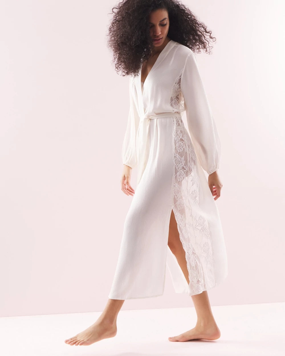 IVORY Soma's Sexiest Silk Chiffon Long Robe