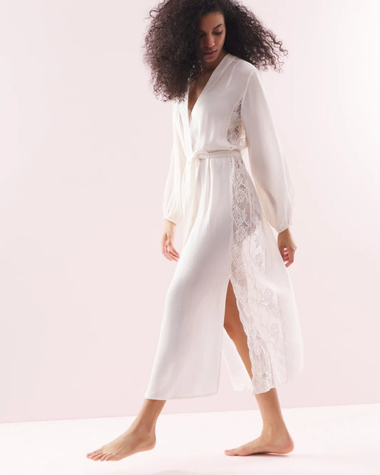 IVORY Soma's Sexiest Silk Chiffon Long Robe
