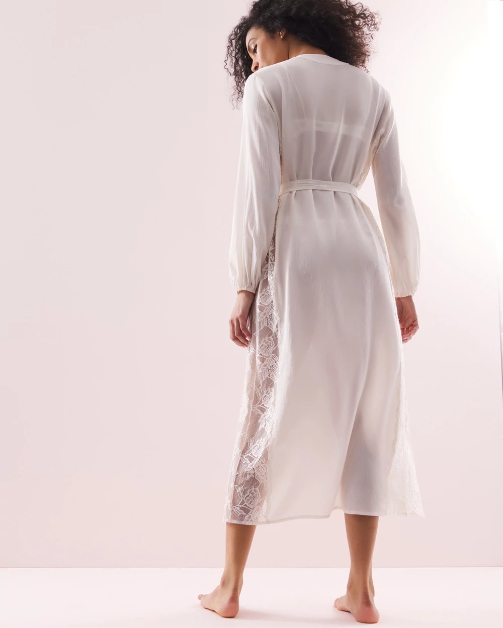 IVORY Soma's Sexiest Silk Chiffon Long Robe