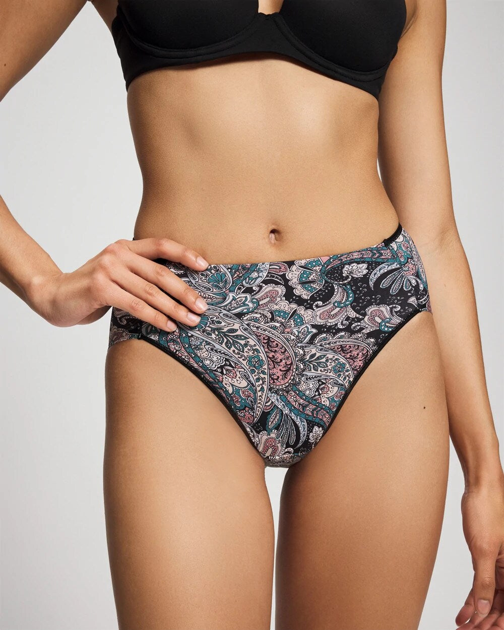 REGAL PAISLEY BLACK MINI High-Leg Brief Panty