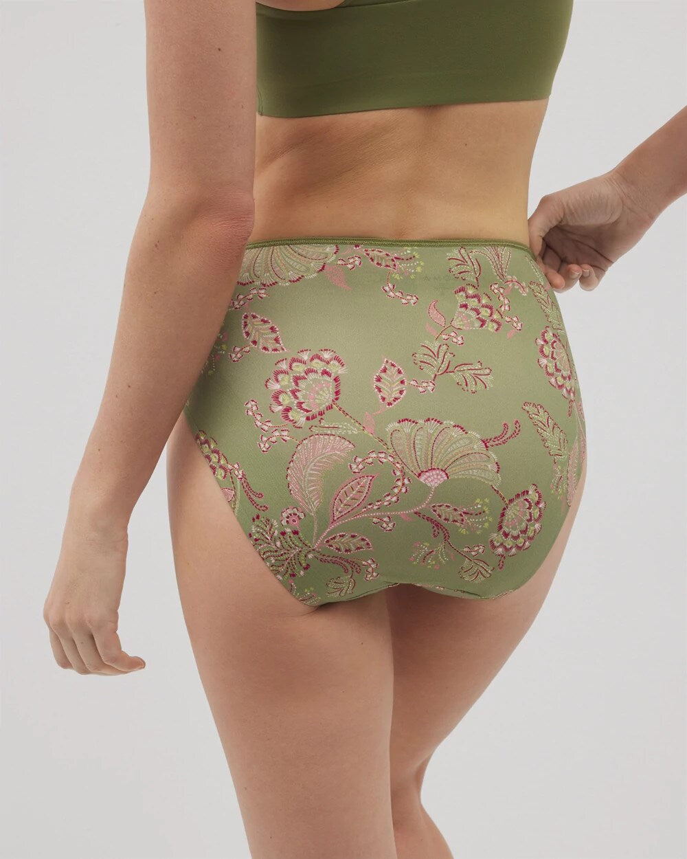 STITCH PAISLEY M GREEN High-Leg Brief Panty