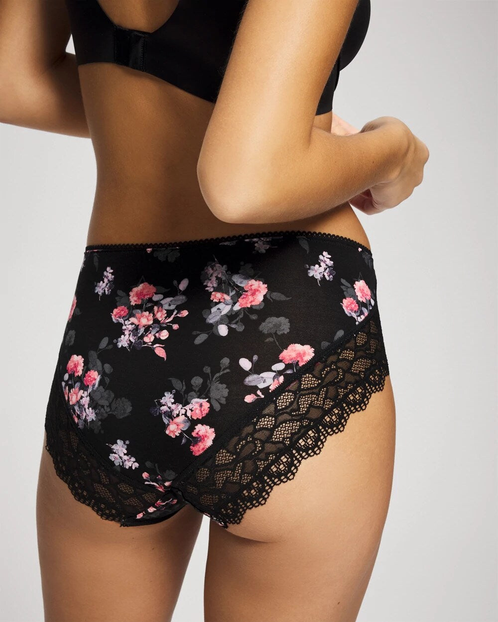 FLORAL DREAMS BLACK MINI High-Leg Panty with Enchanting Lace