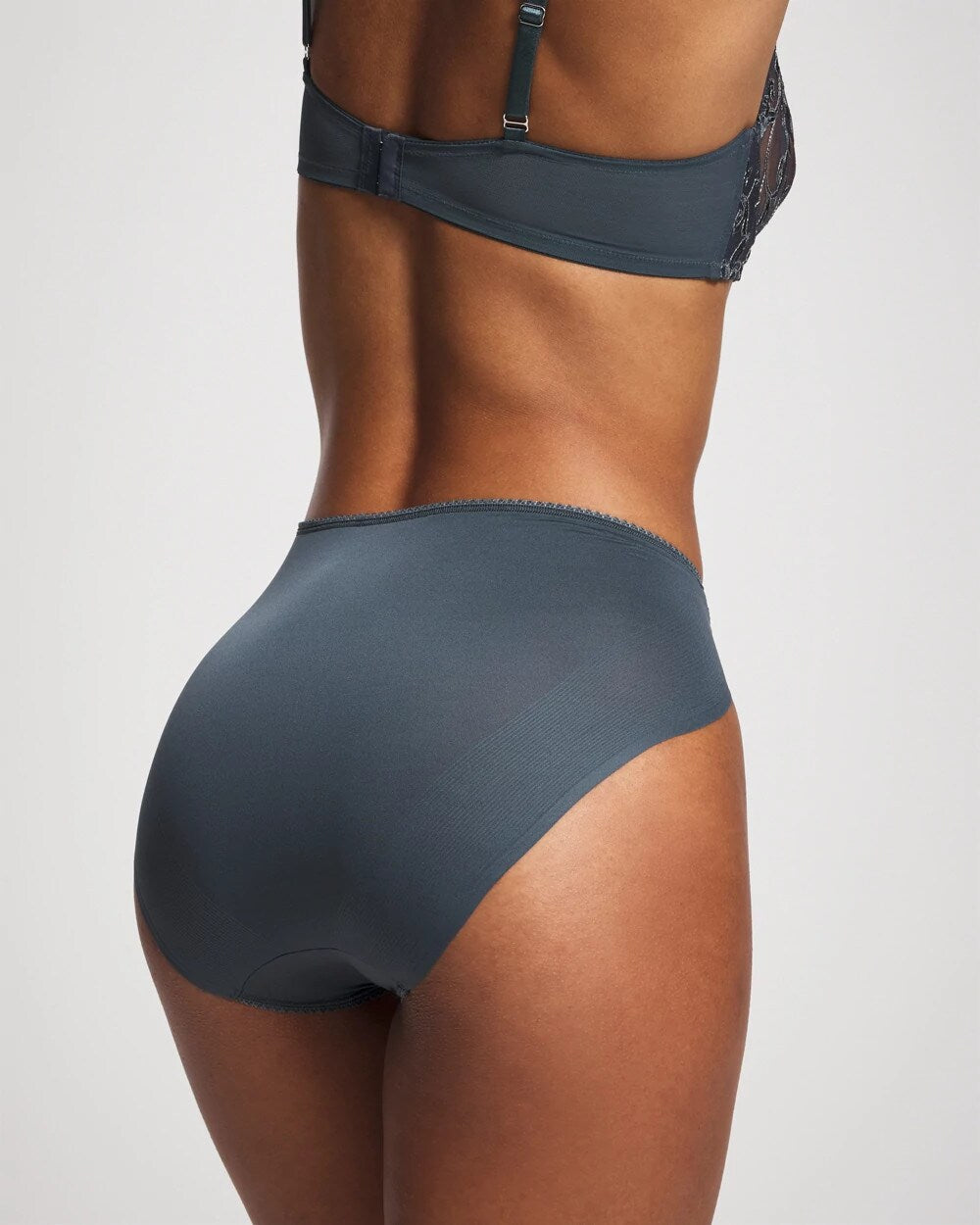 PETROL W GREEN MIST High-Leg Brief Panty with Sensuous Lace