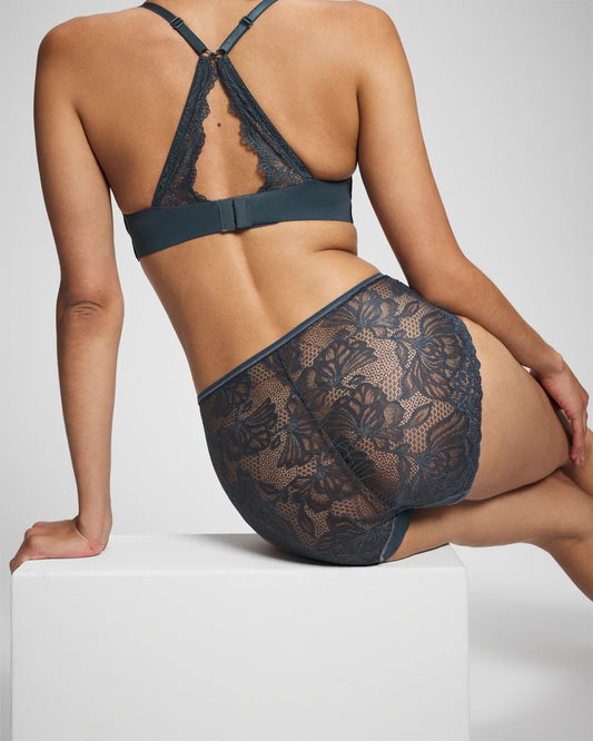 PETROL Lace Back High-Leg Panty