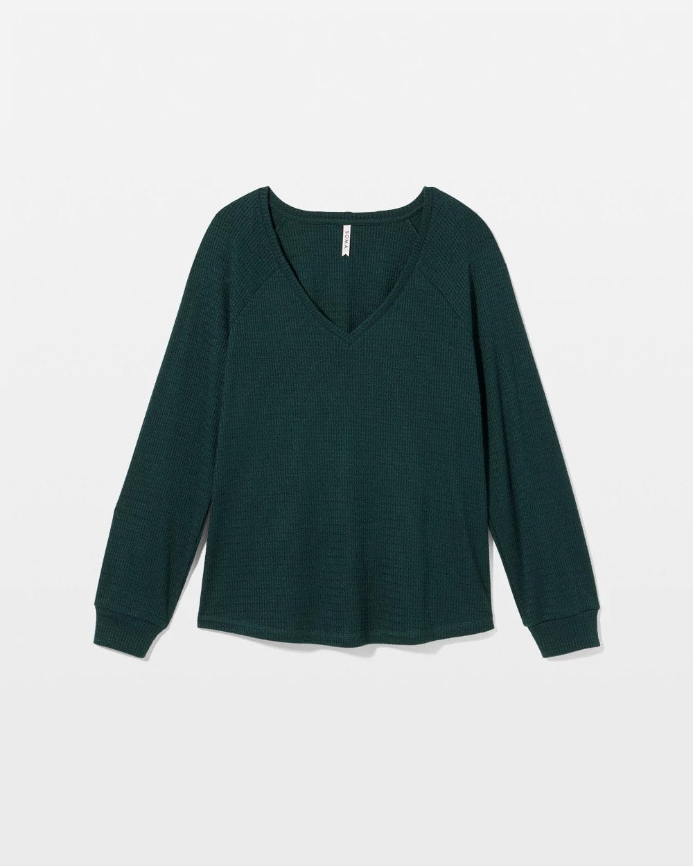 GREEN JOLIE Cozy Waffle Long Sleeve V-Neck Pajama Top