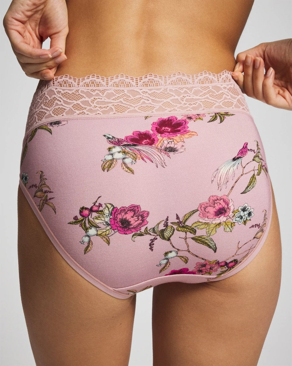 FEATHERED FANCY MINI PINK High-Leg Panty with Enchanting Lace