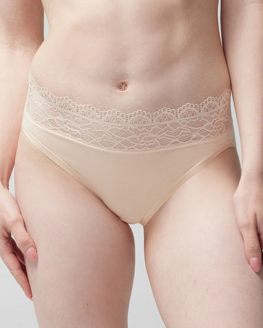 PALE SAND High-Leg Panty with Enchanting Lace