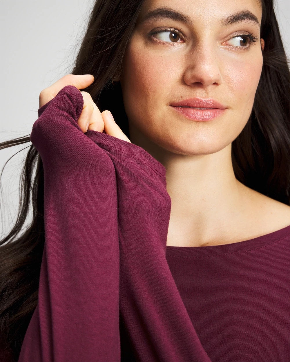 VELVET PLUM Ruched Long Sleeve Pajama Tee
