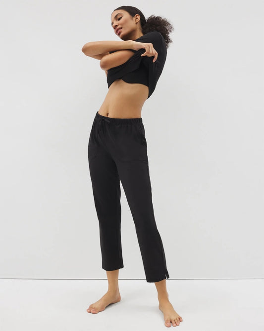 BLACK Crop Pajama Pants