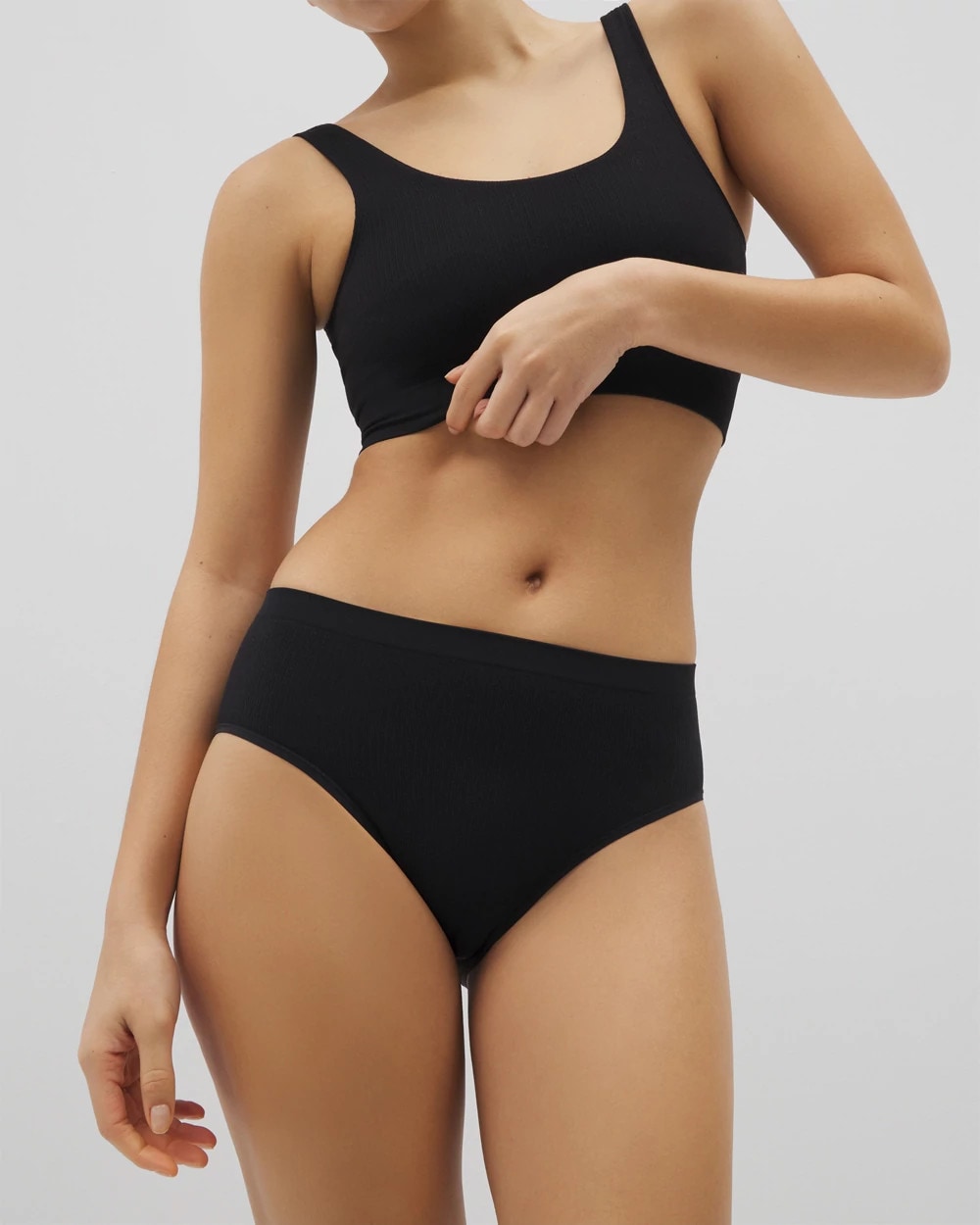 BLACK Seamless Rib High-Leg Panty