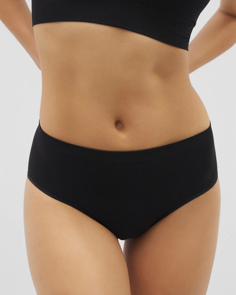 BLACK Seamless Rib High-Leg Panty