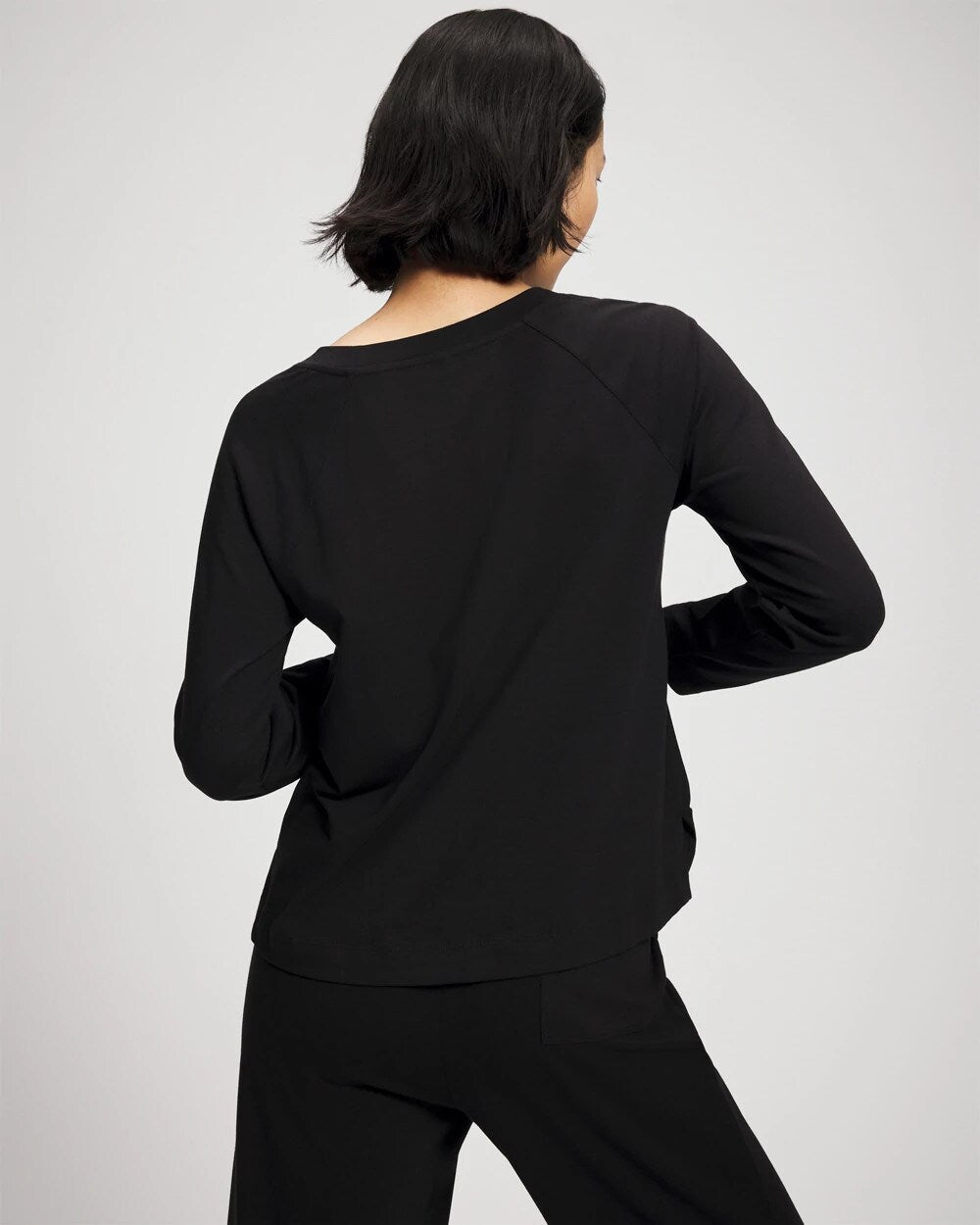 BLACK Most Loved Cotton Long Sleeve Pajama Tee