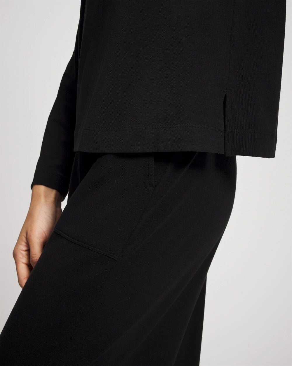 BLACK Most Loved Cotton Long Sleeve Pajama Tee