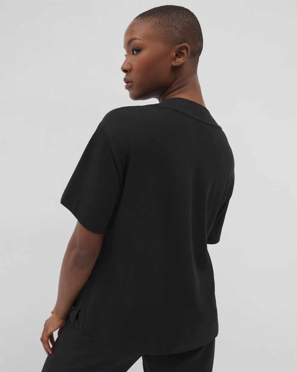 BLACK Button-Front Pajama Tee