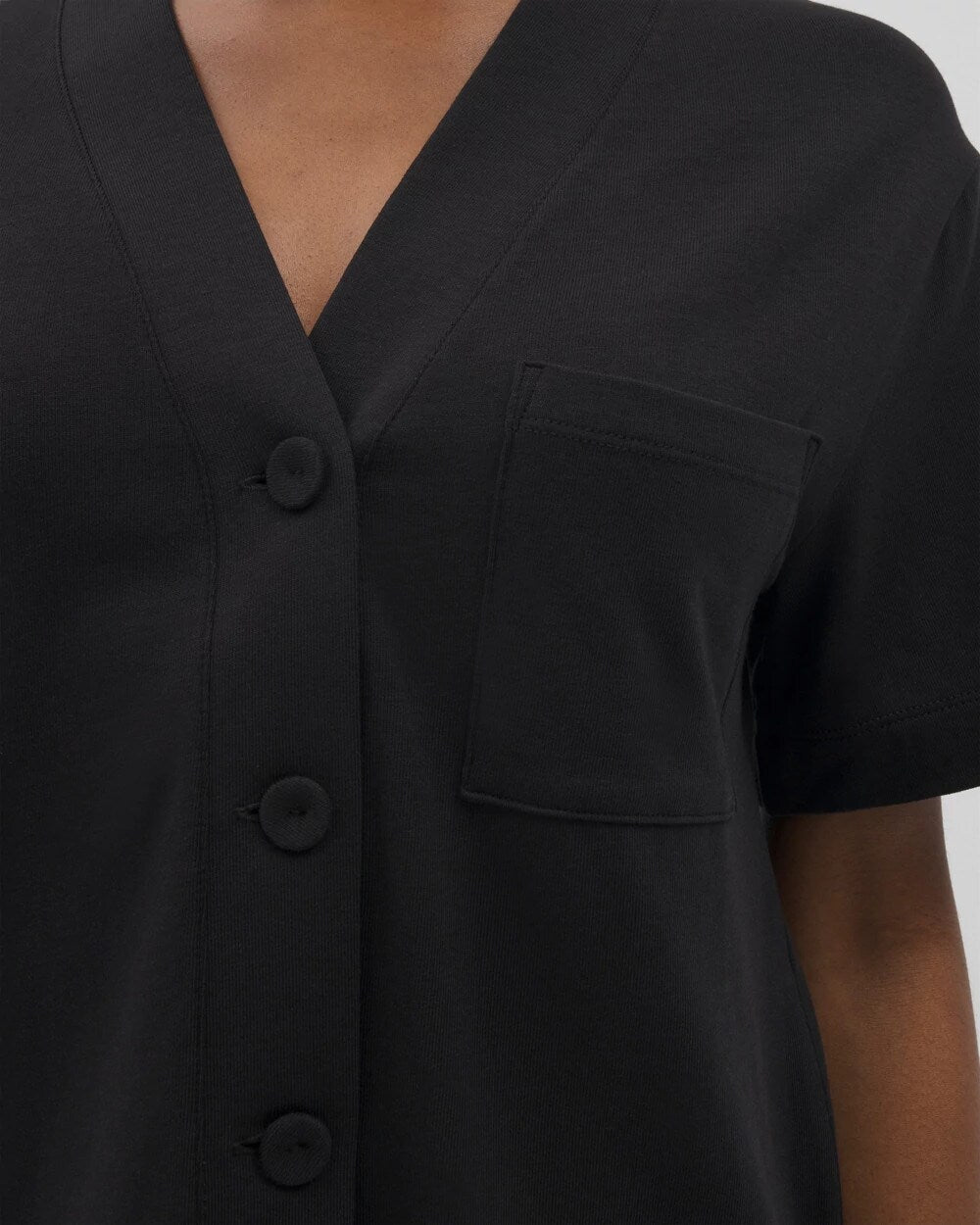 BLACK Button-Front Pajama Tee