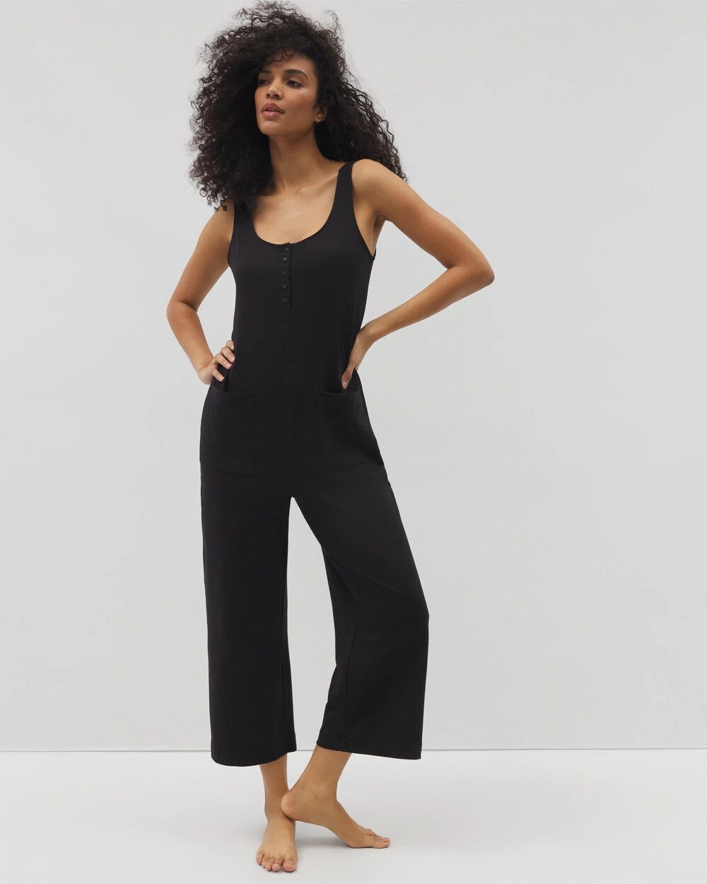 BLACK Henley Jumpsuit