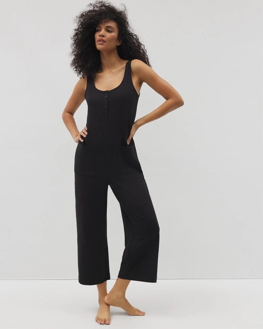BLACK Henley Jumpsuit