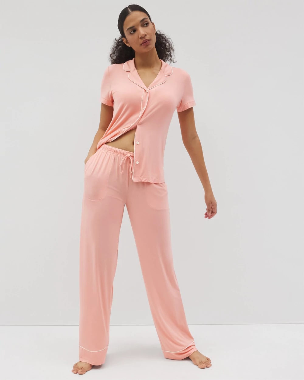 PALOMA GLOW Solid Piped Pajama Pants