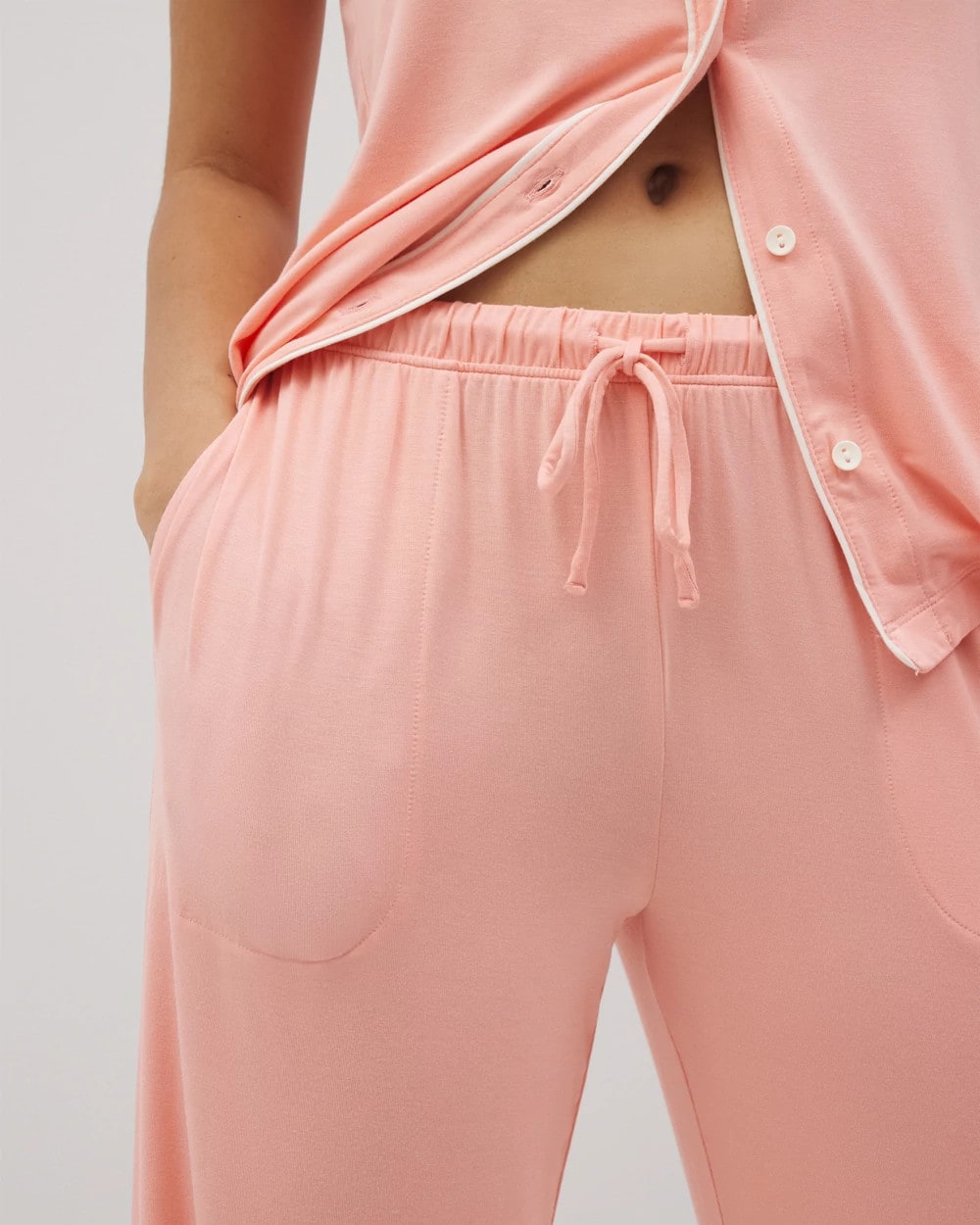 PALOMA GLOW Solid Piped Pajama Pants