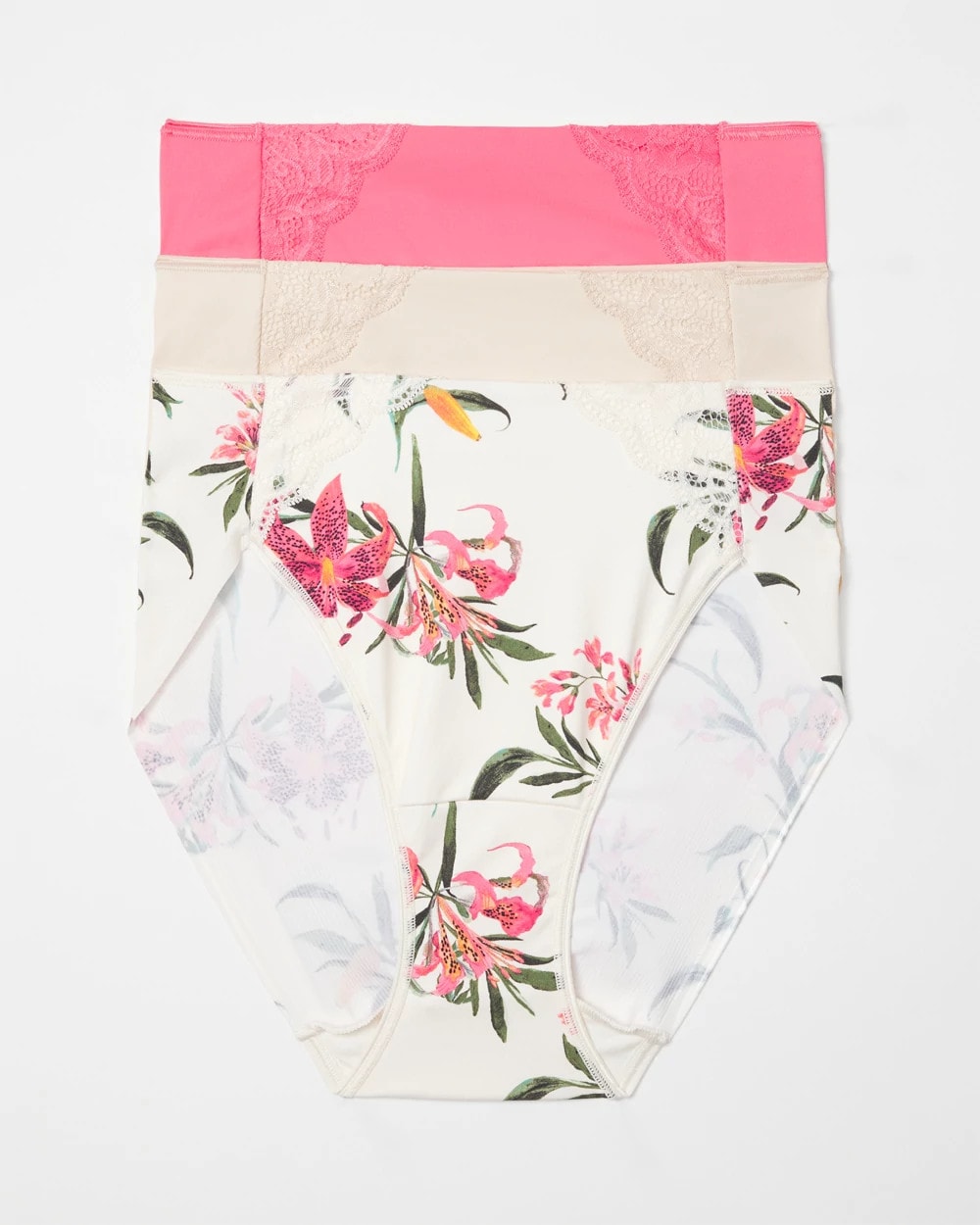 CAMELLIA ROSE MULTIPACK High-Leg Brief Panty with Lace 3 Pack