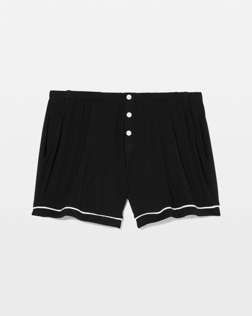 BLACK Solid Piped Pajama Shorts