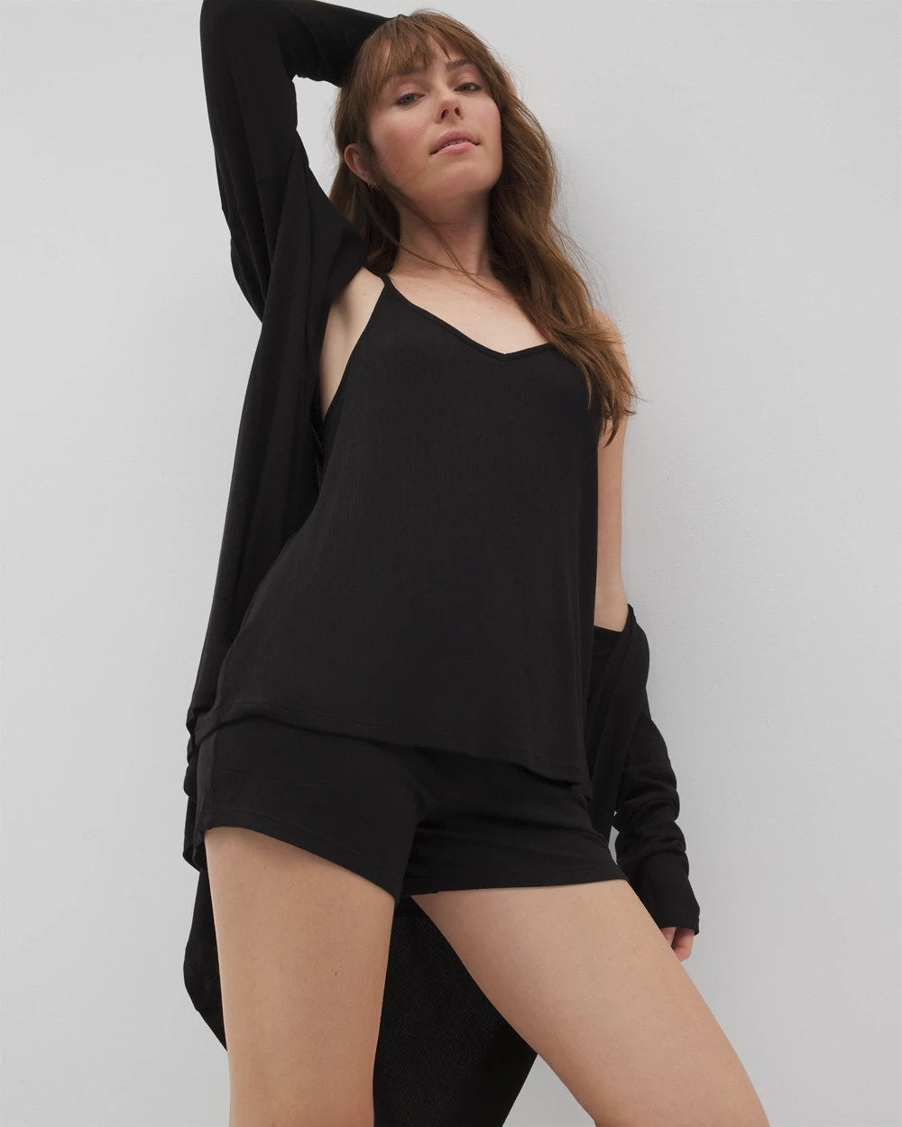 BLACK Lightweight Rib Knit Pajama Cami