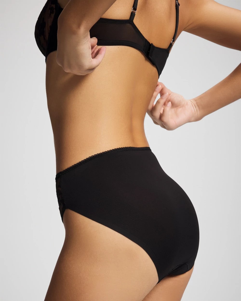 BLACK High-Leg Panty with Sensuous Embroidery