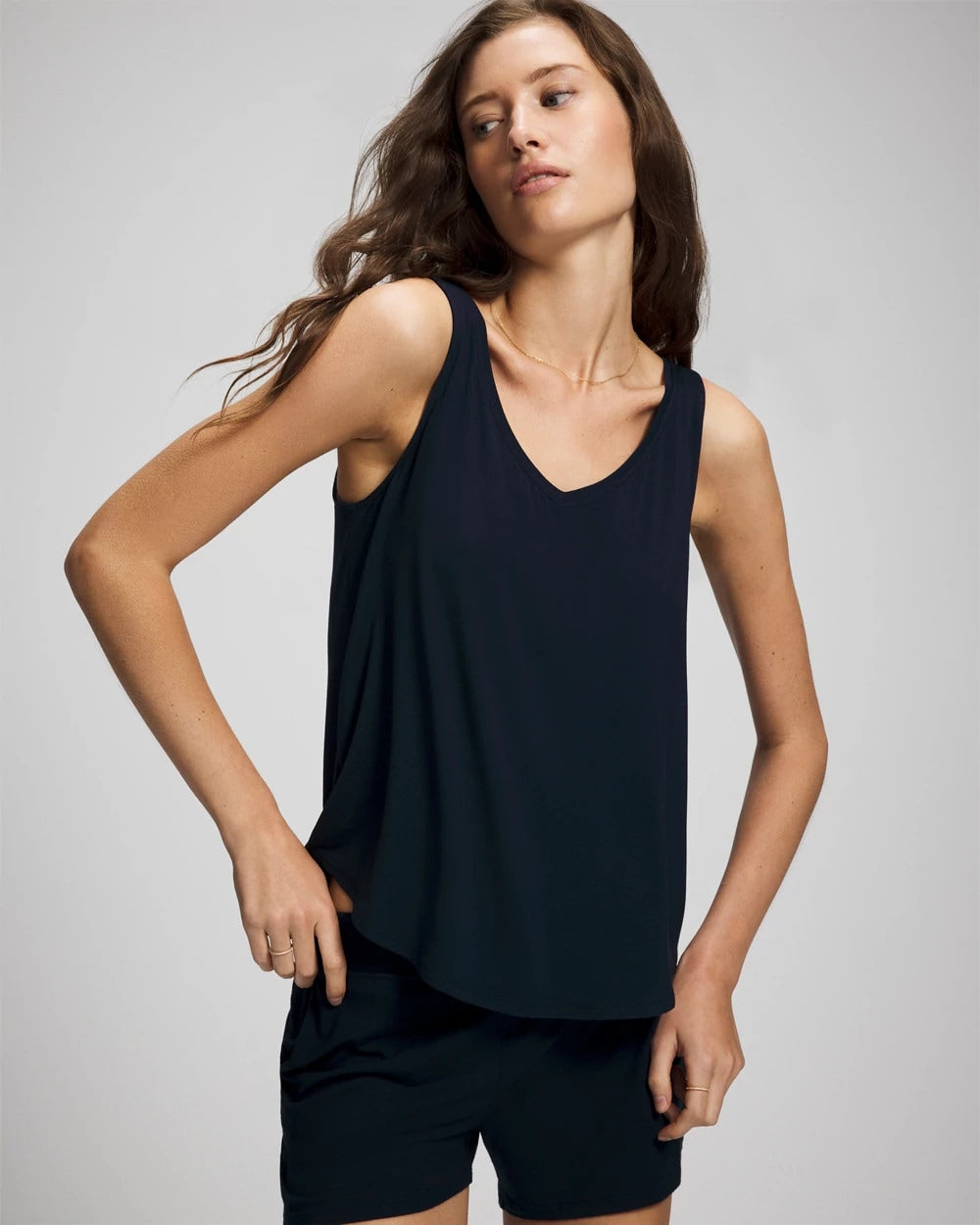 NIGHTFALL NAVY V-Neck Pajama Tank