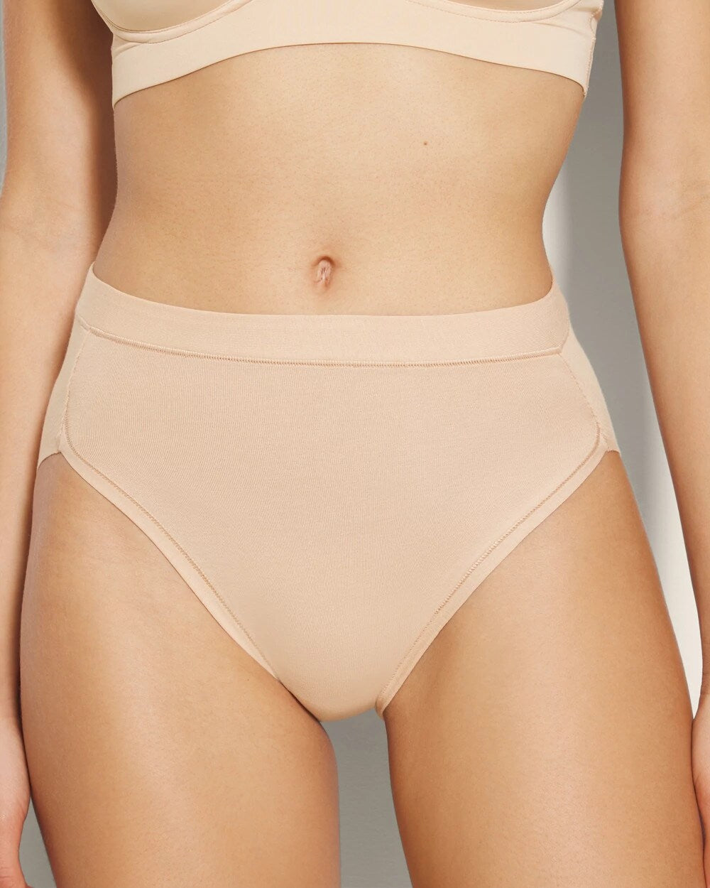 PALE SAND Cotton High-Leg Panty