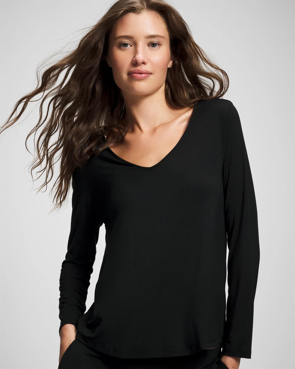 BLACK Long-Sleeve Pajama Top